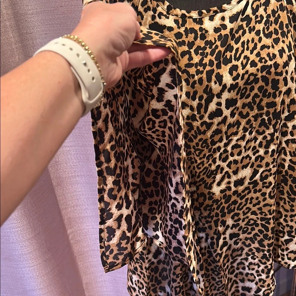 Laurie Felt Oversized Leopard Print Tunic Brown Black - Picture 4 of 8